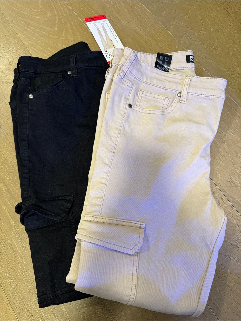 Cargo Stretch Jeans - Black and Beige